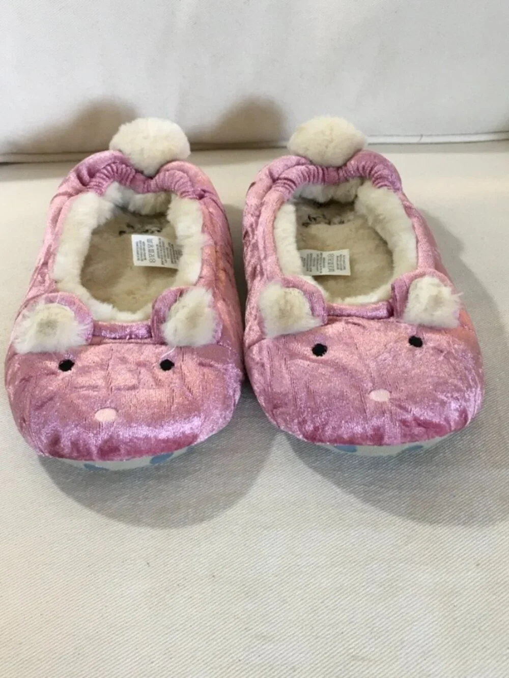 Mini Boden Pink Velvet Bunny Slippers NWOT
